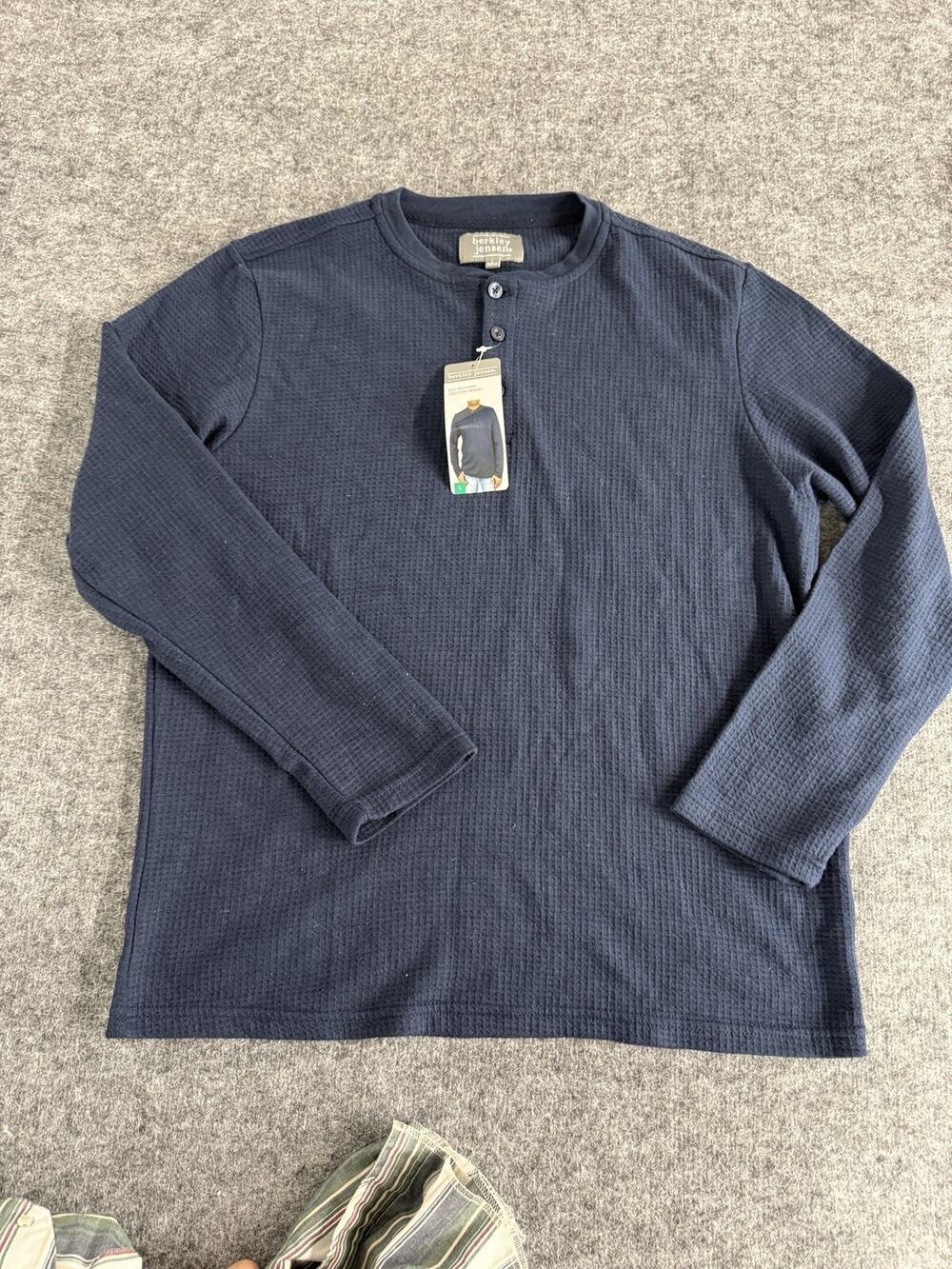 Berkley Jensen Henley Shirt Mens Large Waffle Knit Pullover Sweater N259